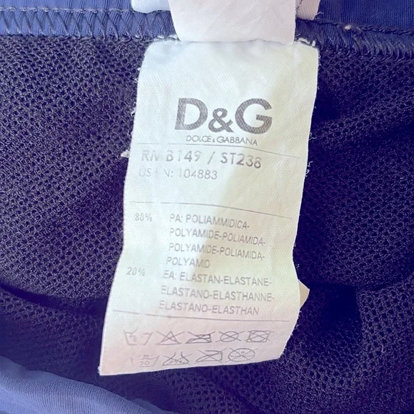 D&G Dolce & Gabbana Beachwear Blue Swim Shorts Men’s Size USA XXL Made in Italy!